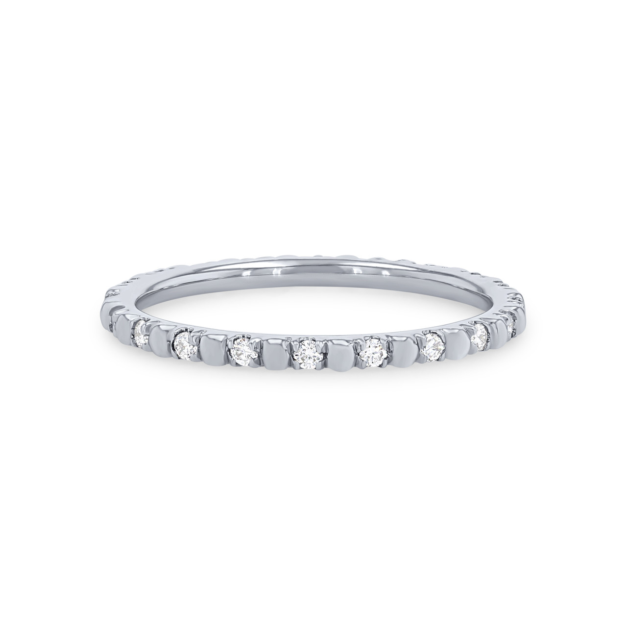 Alternating Diamond Bead Eternity Wedding Band