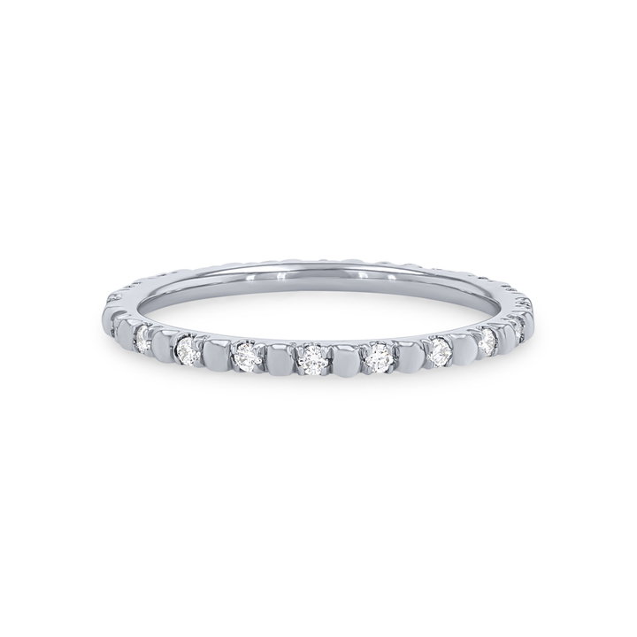 Alternating Diamond Bead Eternity Wedding Band In White Gold 14K