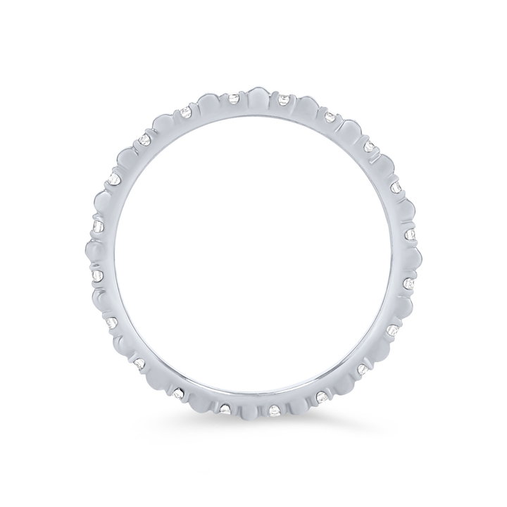 Alternating Diamond Bead Eternity Wedding Band In White Gold 14K