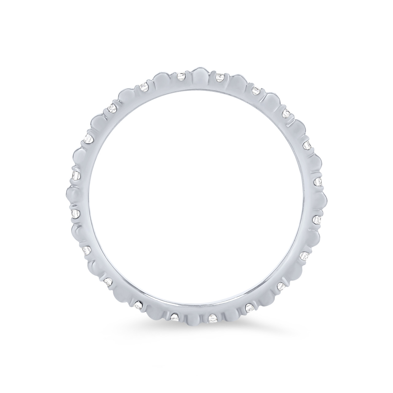 Alternating Diamond Bead Eternity Wedding Band