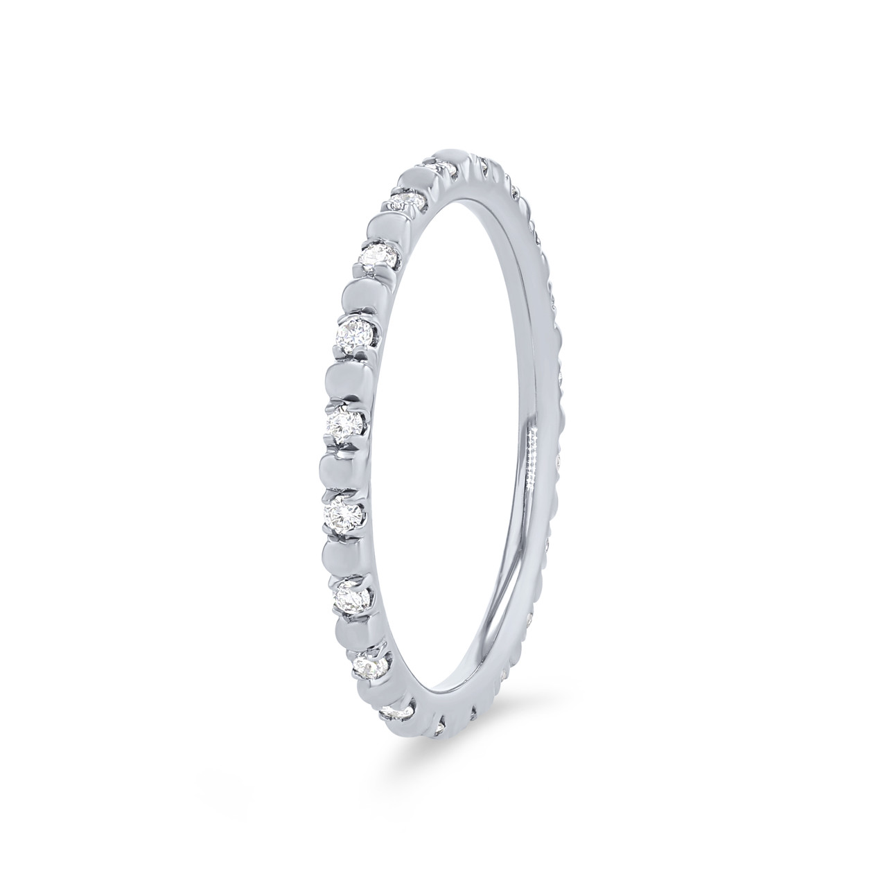 Alternating Diamond Bead Eternity Wedding Band