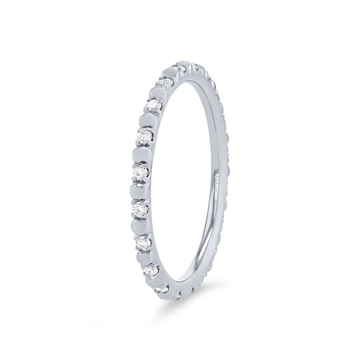 Alternating Diamond Bead Eternity Wedding Band In White Gold 14K