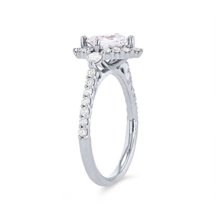 White Gold 14K Offset Princess Halo Engagement Setting