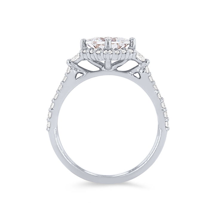 White Gold 14K Offset Princess Halo Engagement Setting