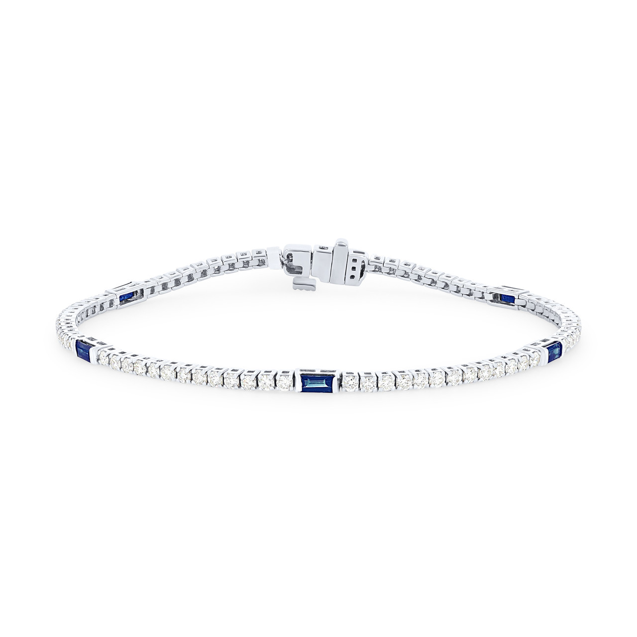 Sapphire and Diamond Station Tennis Bracelet