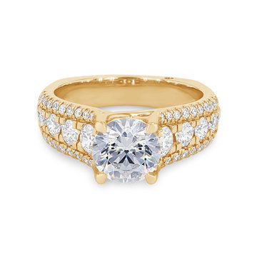 A. Jaffe Three Row Diamond Euro Fit Engagement Setting In Yellow Gold 14K