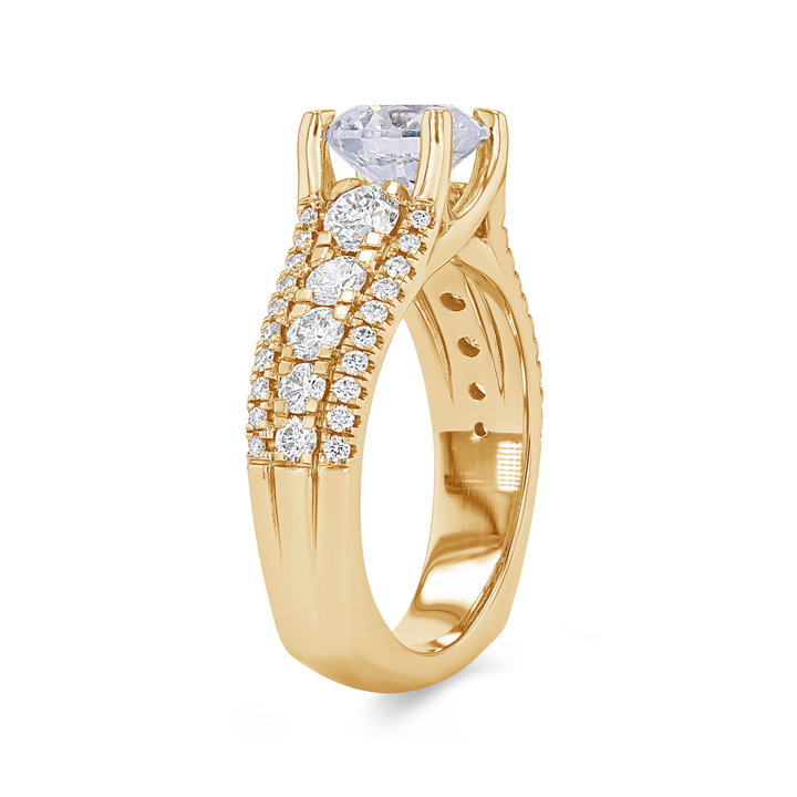 A. Jaffe Three Row Diamond Euro Fit Engagement Setting In Yellow Gold 14K