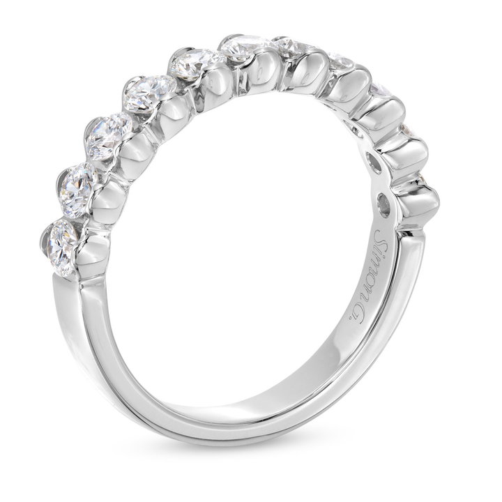 Simon G. Modern Prong Diamond Wedding Band In White Gold 18K