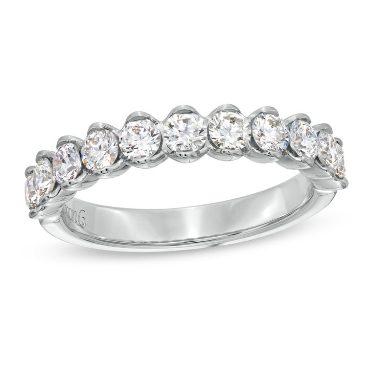 Simon G. Modern Prong Diamond Wedding Band In White Gold 18K