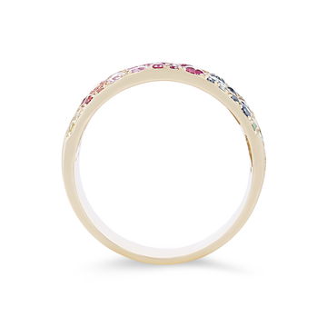 Rainbow Sapphire Cigar Band In Yellow Gold 14K