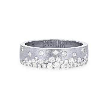 Scattered Diamond Matte Band In White Gold 14K