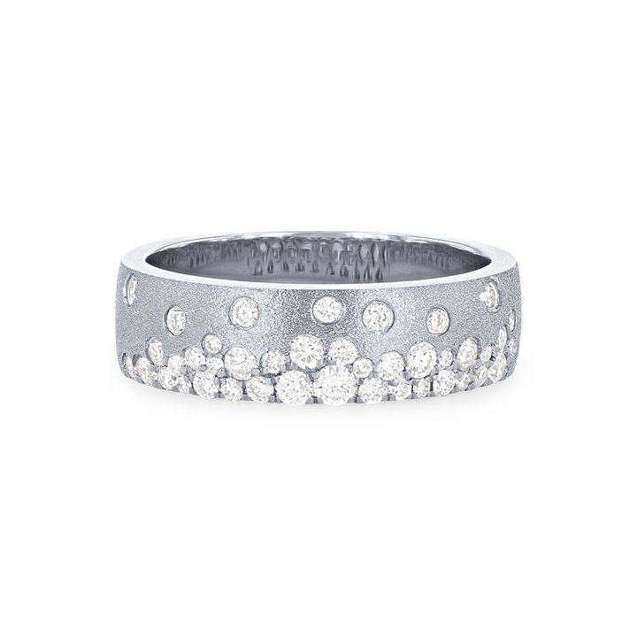 Scattered Diamond Matte Band In White Gold 14K