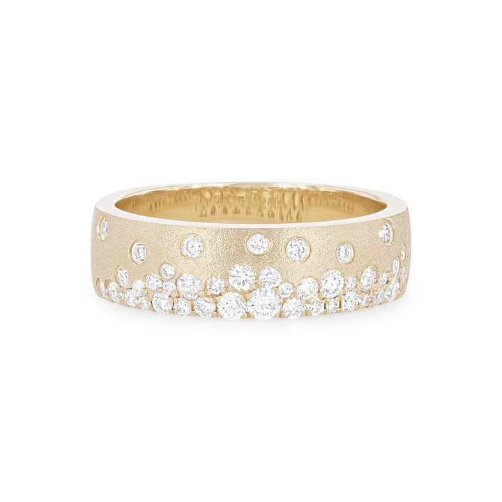 Scattered Diamond Matte Band In Yellow Gold 14K