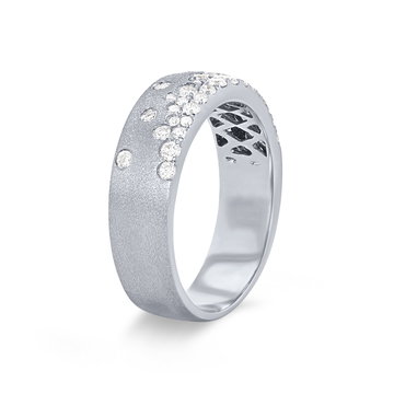 Scattered Diamond Matte Band In White Gold 14K