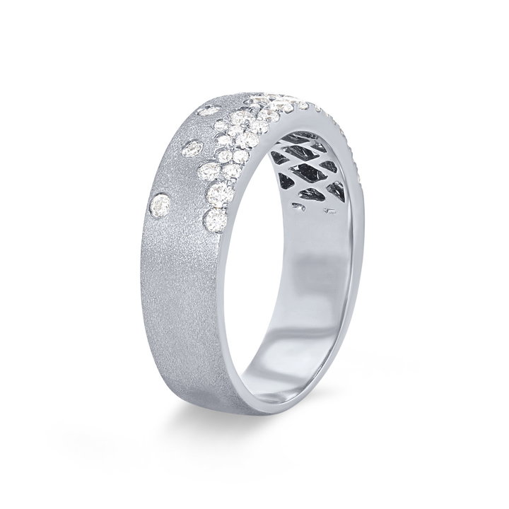 Scattered Diamond Matte Band In White Gold 14K