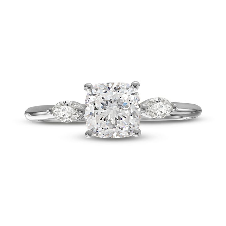 White Gold 14K Three Stone Marquise Diamond Engagement Setting