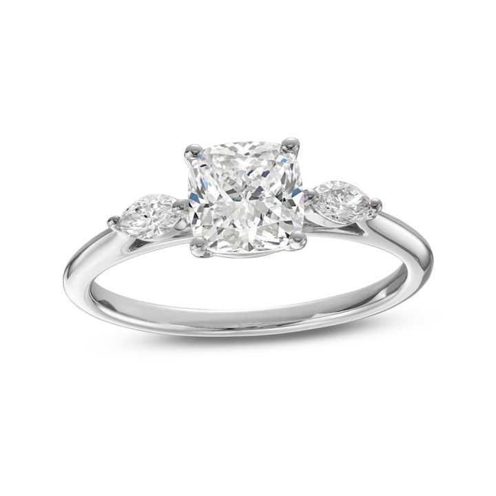 White Gold 14K Three Stone Marquise Diamond Engagement Setting