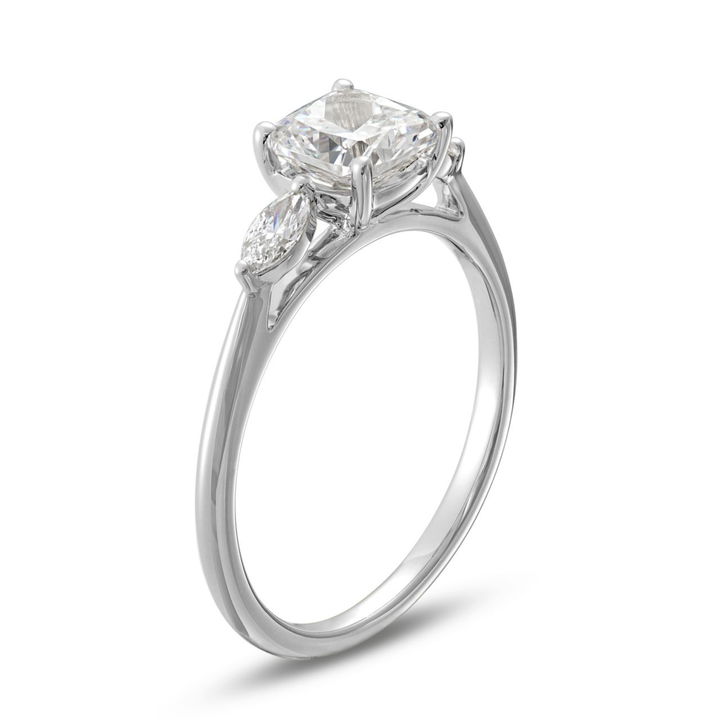 White Gold 14K Three Stone Marquise Diamond Engagement Setting