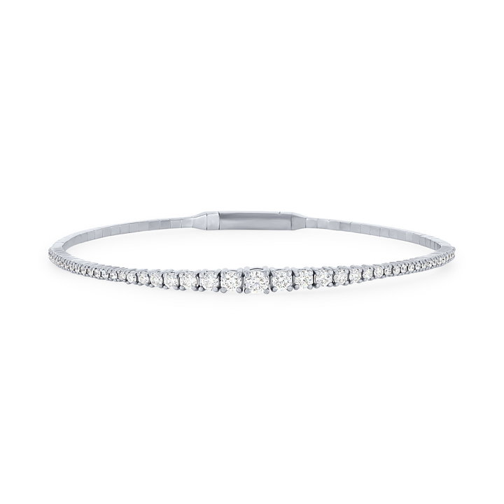 Graduated Diamond Flexible Bangle In White Gold 14K