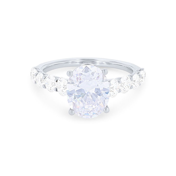 White Gold 18K Simon G. Graduated Diamond Cathedral Engagement Setting