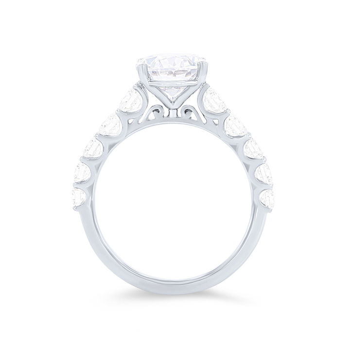 White Gold 18K Simon G. Graduated Diamond Cathedral Engagement Setting