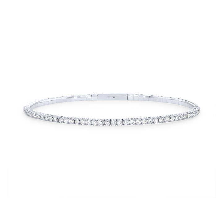 Flexible Diamond Bangle Bracelet In White Gold 14K