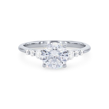 Single Prong Graduated Diamond Engagement Setting In White Gold 14K