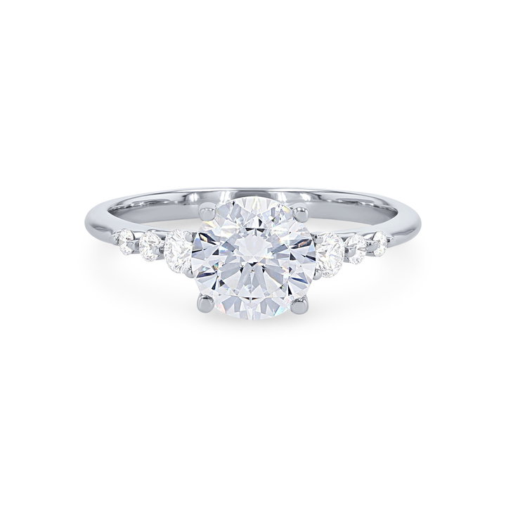 Single Prong Graduated Diamond Engagement Setting In White Gold 14K
