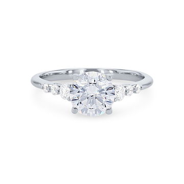 Single Prong Graduated Diamond Engagement Setting In White Gold 14K