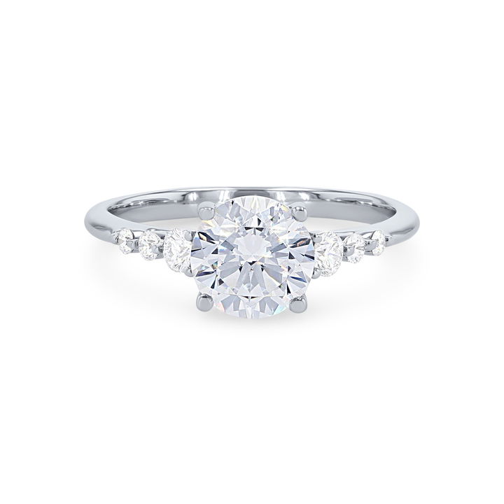 Single Prong Graduated Diamond Engagement Setting In White Gold 14K