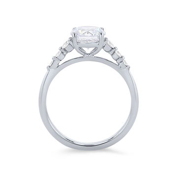 Single Prong Graduated Diamond Engagement Setting In White Gold 14K