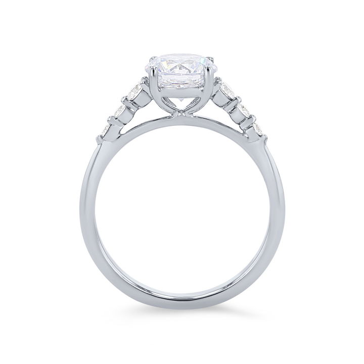 Single Prong Graduated Diamond Engagement Setting In White Gold 14K