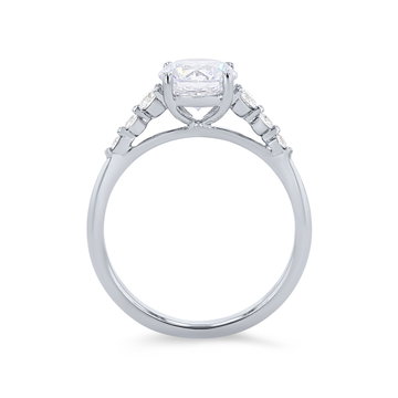 Single Prong Graduated Diamond Engagement Setting In White Gold 14K