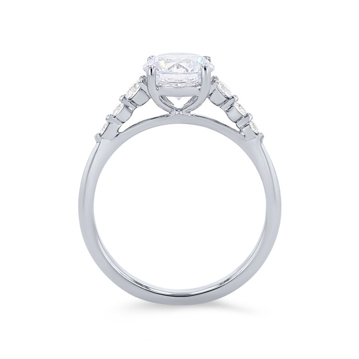 Single Prong Graduated Diamond Engagement Setting In White Gold 14K