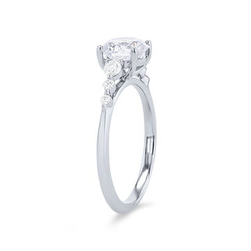 Single Prong Graduated Diamond Engagement Setting In White Gold 14K
