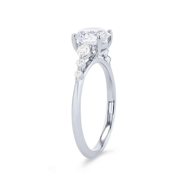 Single Prong Graduated Diamond Engagement Setting In White Gold 14K