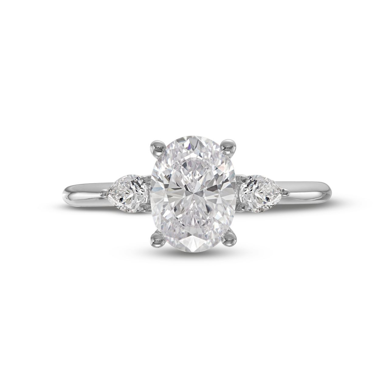 Petite Three Stone Pear Diamond Engagement Setting