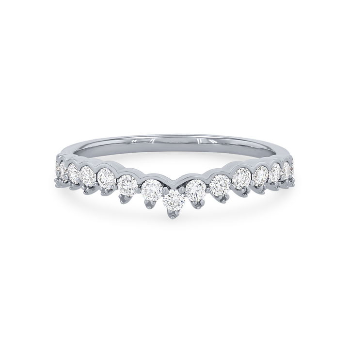 Platinum Contour Scallop Diamond Wedding Band