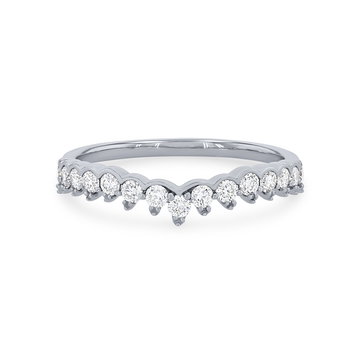 Contour Scallop Diamond Wedding Band In White Gold 14K