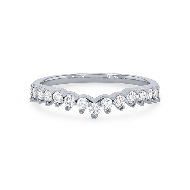 Contour Scallop Diamond Wedding Band In White Gold 14K