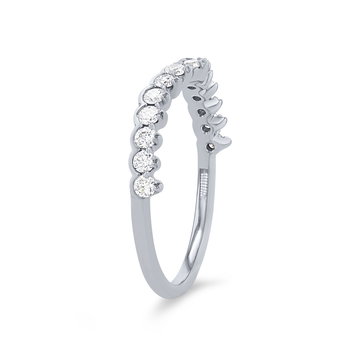 Contour Scallop Diamond Wedding Band In White Gold 14K