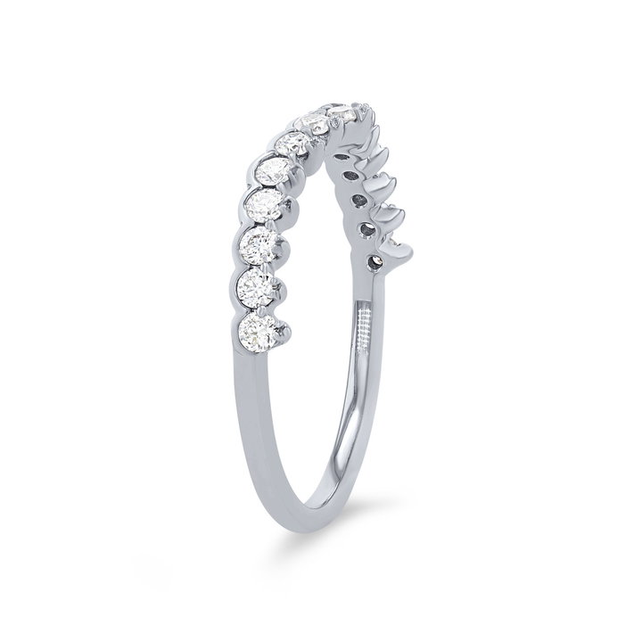 Contour Scallop Diamond Wedding Band In White Gold 14K