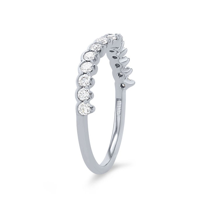 Platinum Contour Scallop Diamond Wedding Band
