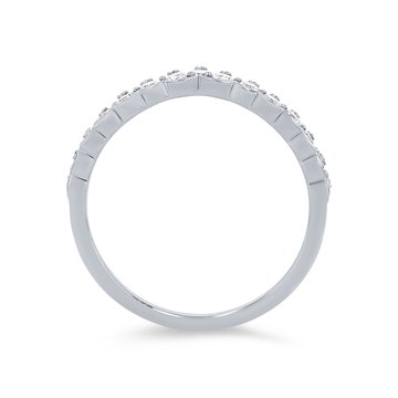 Contour Scallop Diamond Wedding Band In White Gold 14K