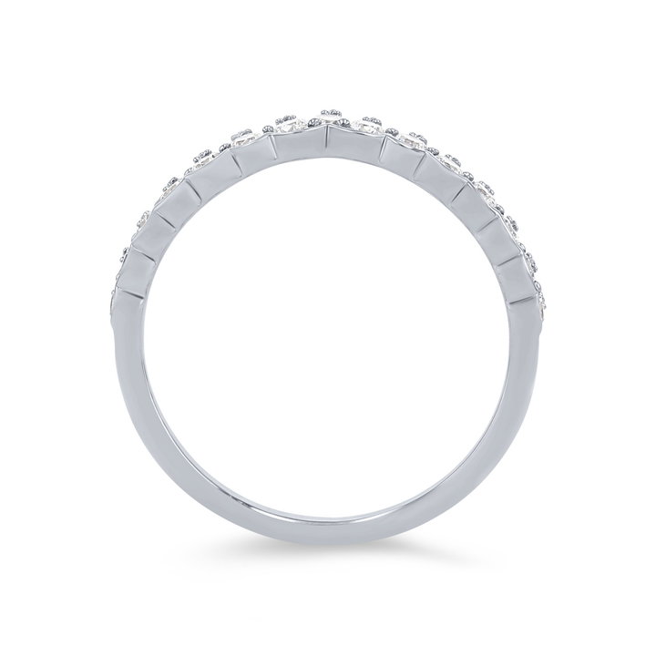 Contour Scallop Diamond Wedding Band In White Gold 14K