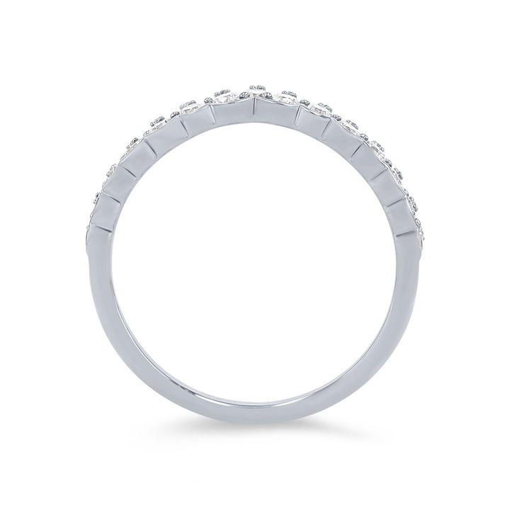 Platinum Contour Scallop Diamond Wedding Band
