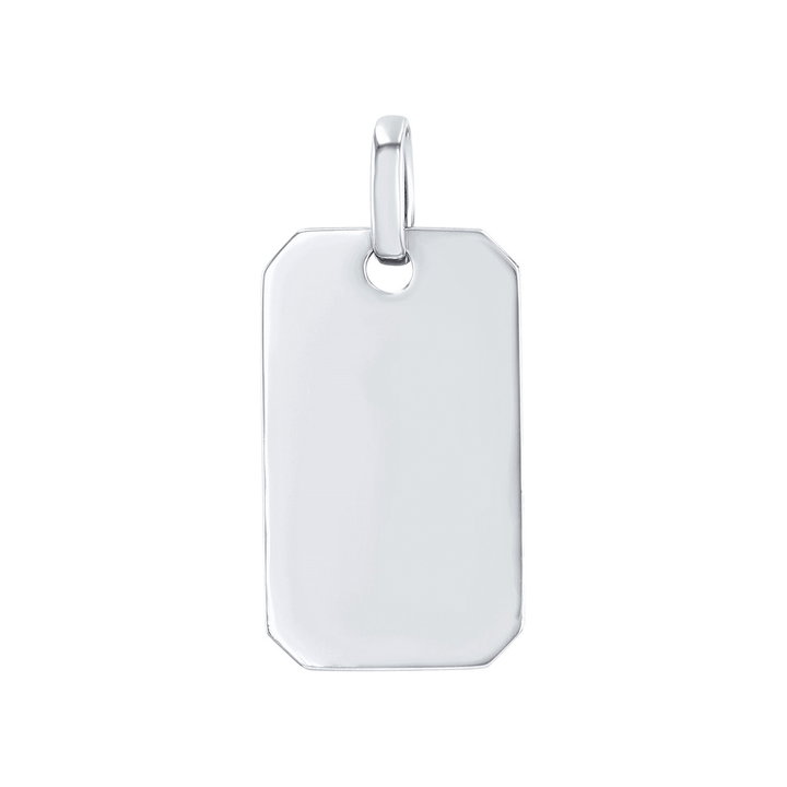 Cut Corner Dog Tag Pendant In White Gold 14K