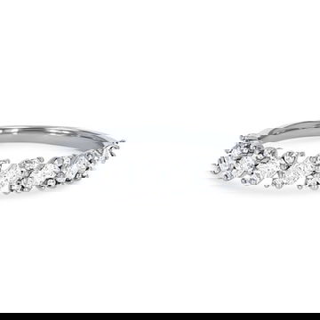 Diagonal Princess and Round Diamond Wedding Band