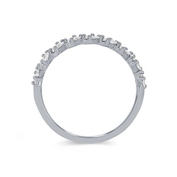 Diagonal Princess and Round Diamond Wedding Band