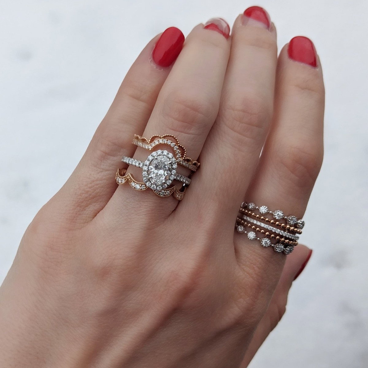 Contour Diamond Lace Wedding Band